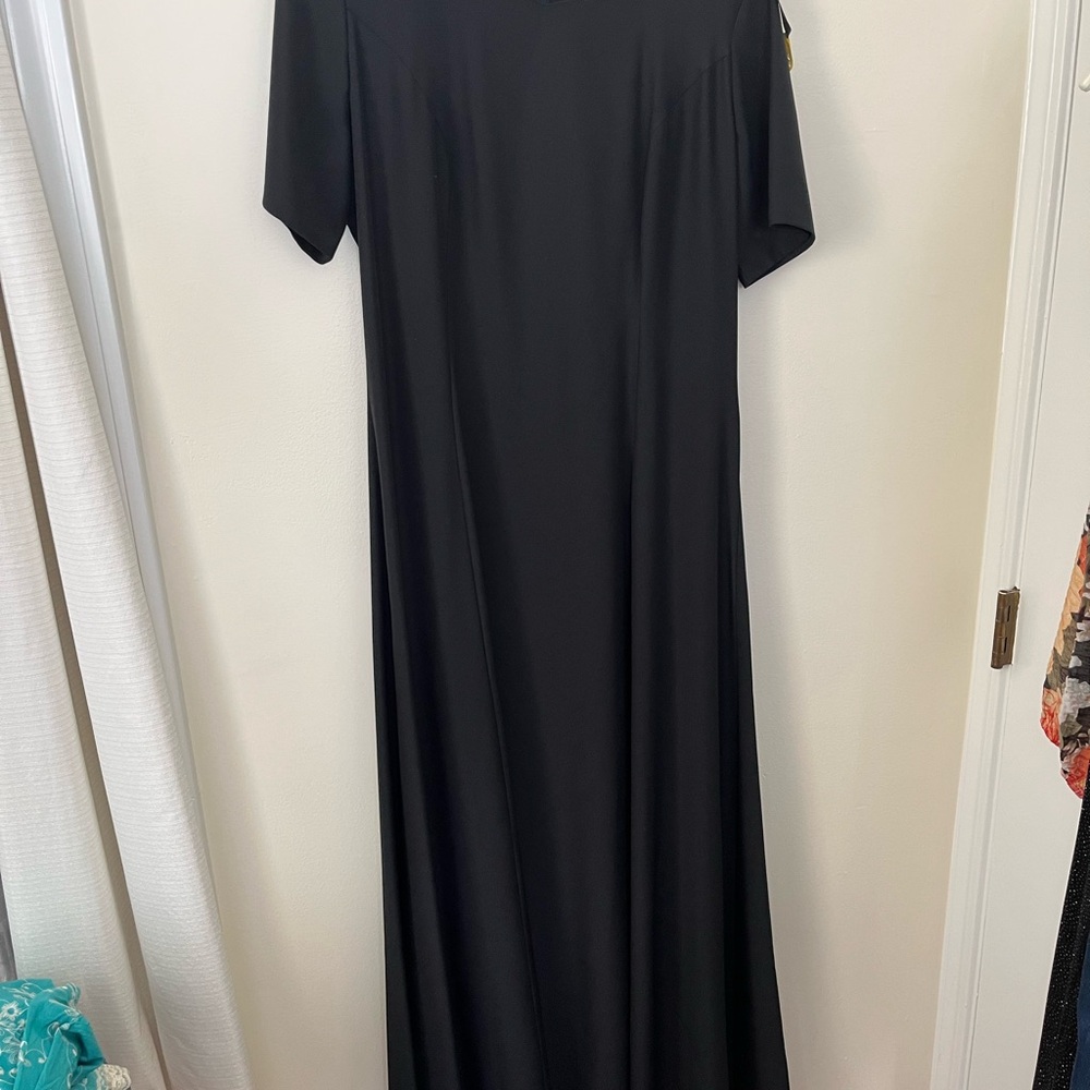 Black Performance Crew Neck Gown